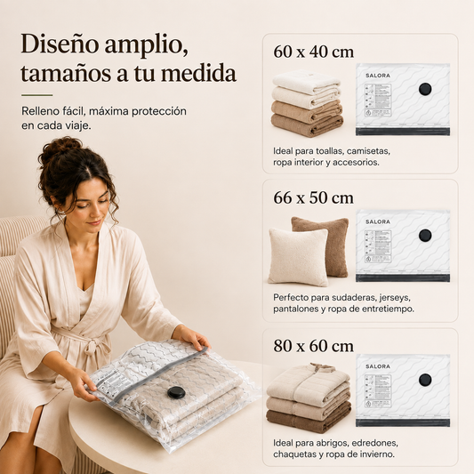 Bolsas de Vacío para Viaje con Bomba de aire Recargable