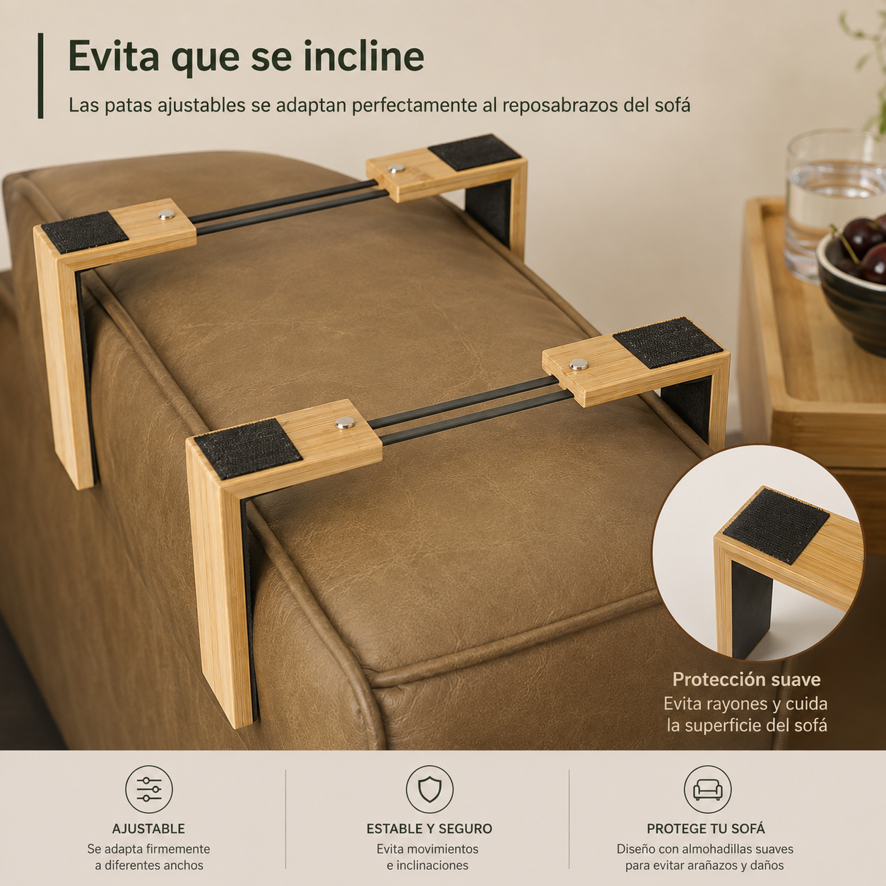 Bandeja de sofá multifuncional del bambú