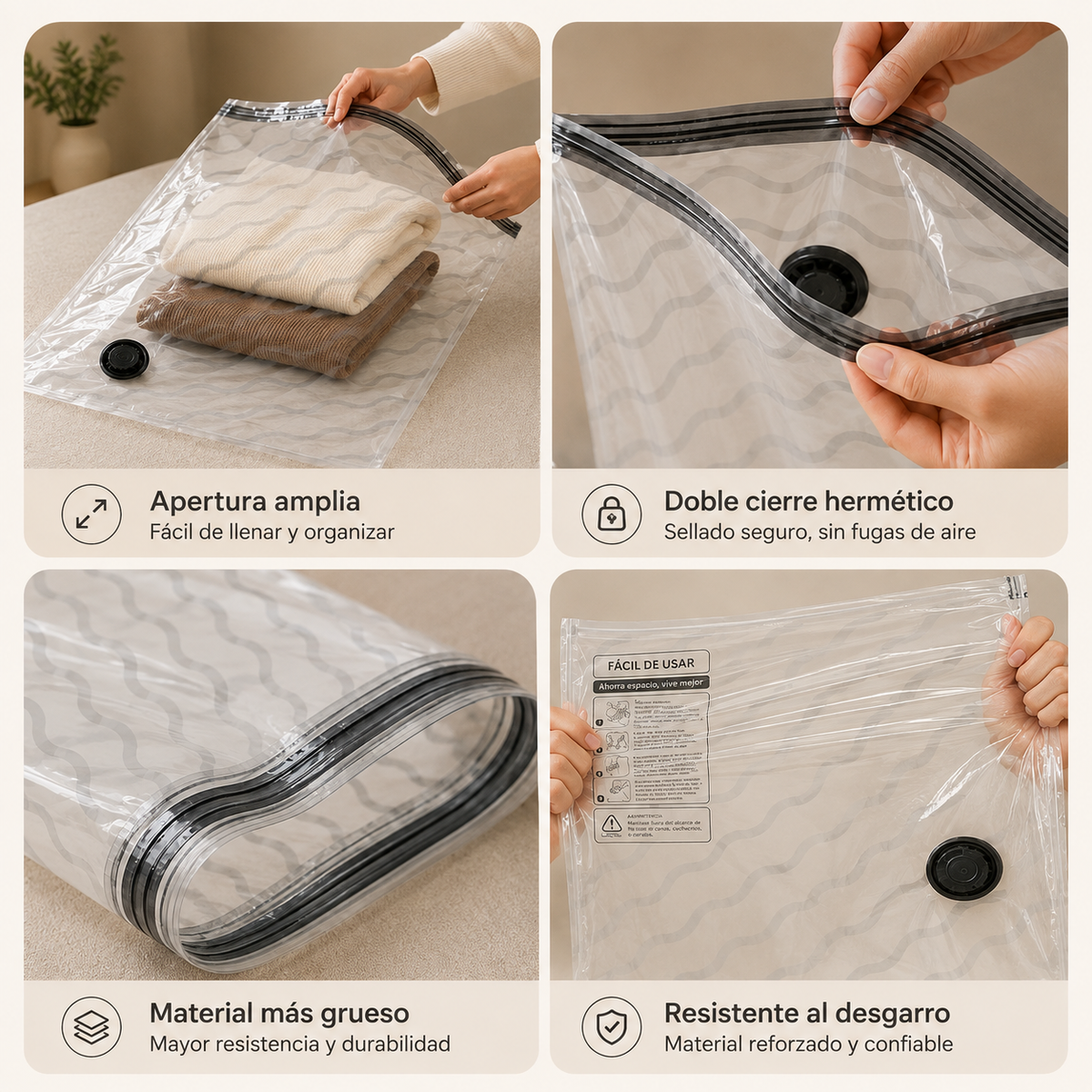 Bolsas de Vacío para Viaje con Bomba de aire Recargable