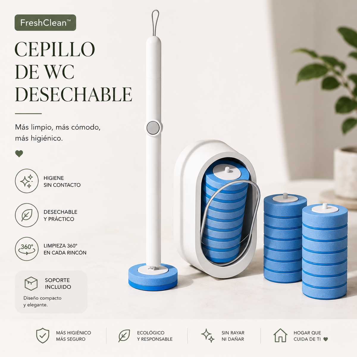 FreshClean™ | Cepillo de WC Desechable
