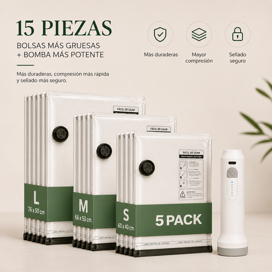Bolsas de Vacío para Viaje con Bomba de aire Recargable