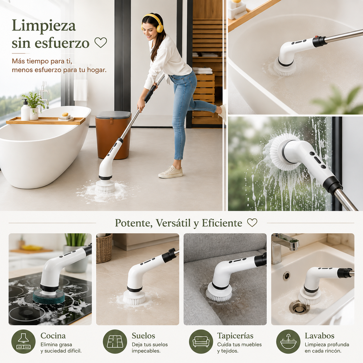 CleanSpin™ | Cepillo eléctrico de limpieza 8 en 1